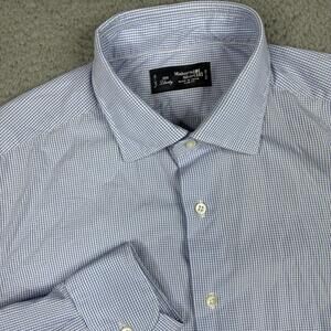 Kamaku Makers Dress Shirt Men’s 16-13 1/2 Blue  Liberty 225 Gingham Slim Japan